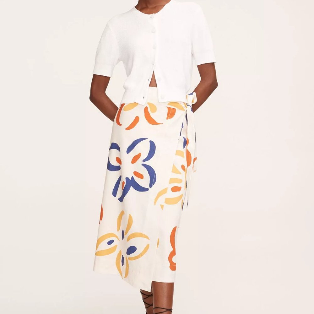 Rebecca Taylor Flame Fleur Wrap Skirt, size M